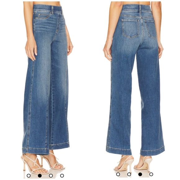 NWT SPANX Seamed Front Wide Leg Jean in Vintage Indigo $168 Womens Small - Picture 13 of 14